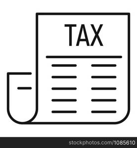 Tax paper icon. Outline tax paper vector icon for web design isolated on white background. Tax paper icon, outline style