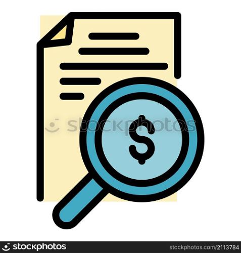 Tax paper report icon. Outline tax paper report vector icon color flat isolated. Tax paper report icon color outline vector