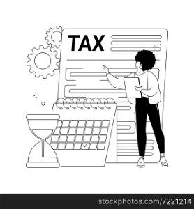 Tax payment deadline abstract concept vector illustration. Tax planning and preparation, vat payment deadline reminder, fiscal year calendar, estimated refund and return date abstract metaphor.. Tax payment deadline abstract concept vector illustration.