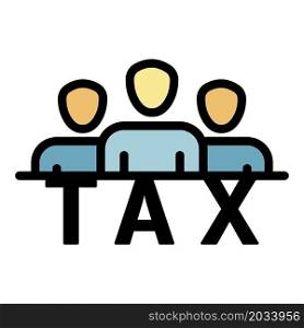 Tax people group icon. Outline tax people group vector icon color flat isolated. Tax people group icon color outline vector
