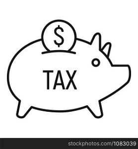Tax piggybank icon. Outline tax piggybank vector icon for web design isolated on white background. Tax piggybank icon, outline style