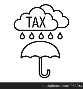 Tax rain umbrella icon. Outline tax rain umbrella vector icon for web design isolated on white background. Tax rain umbrella icon, outline style
