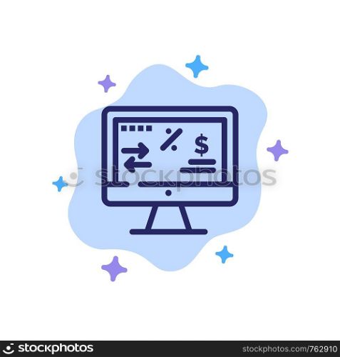 Tax Regulation, Finance, Income, Computer Blue Icon on Abstract Cloud Background
