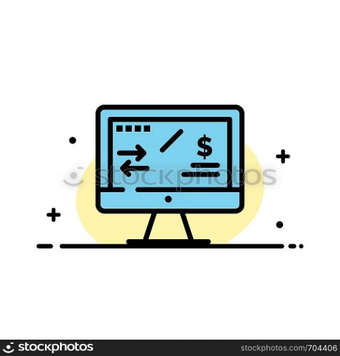 Tax Regulation, Finance, Income, Computer Business Flat Line Filled Icon Vector Banner Template
