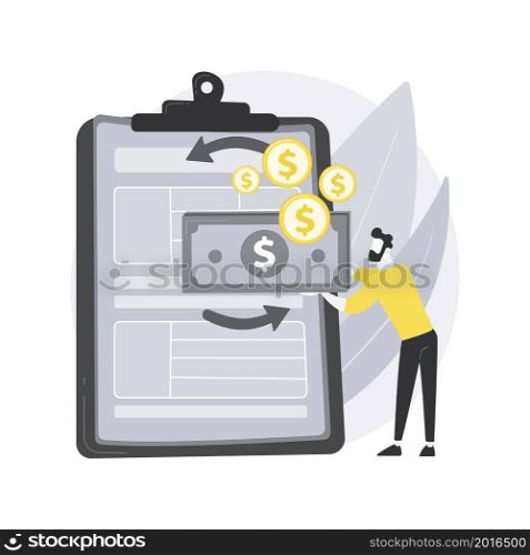 Tax return abstract concept vector illustration. Money refund, fill online form, income statement, business profit and budget planning, financial report, bank account, revenue abstract metaphor.. Tax return abstract concept vector illustration.