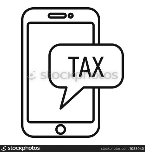 Tax smartphone icon. Outline tax smartphone vector icon for web design isolated on white background. Tax smartphone icon, outline style