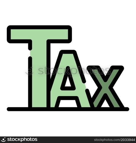 Tax text icon. Outline tax text vector icon color flat isolated. Tax text icon color outline vector