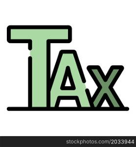 Tax text icon. Outline tax text vector icon color flat isolated. Tax text icon color outline vector