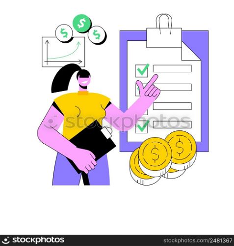 Taxable income abstract concept vector illustration. Taxable earnings calculation, tax preparation, accounting service, fiscal year, company income, corporate accountancy abstract metaphor.. Taxable income abstract concept vector illustration.
