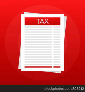 Taxation icon isolated. A simplified tax form. Unfilled, minimalistic form of the document. Vector stock illustration.