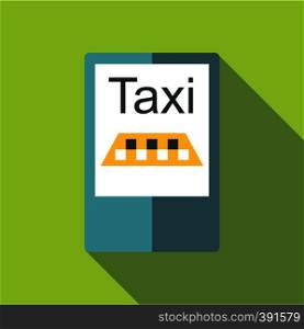Taxi app in phone icon. Flat illustration of taxi app in phone vector icon for web. Taxi app in phone icon, flat style