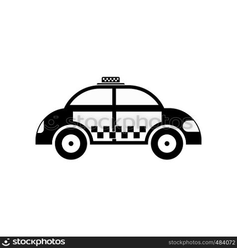 Taxi black simple icon isolated on white background. Taxi black simple icon