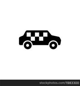 Taxi Car, Cab. Flat Vector Icon illustration. Simple black symbol on white background. Taxi Car, Cab sign design template for web and mobile UI element. Taxi Car, Cab Vector Icon