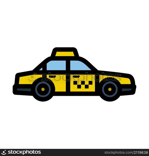 Taxi Car Icon. Editable Bold Outline With Color Fill Design. Vector Illustration.