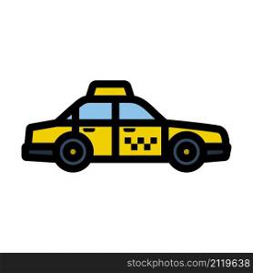 Taxi Car Icon. Editable Bold Outline With Color Fill Design. Vector Illustration.