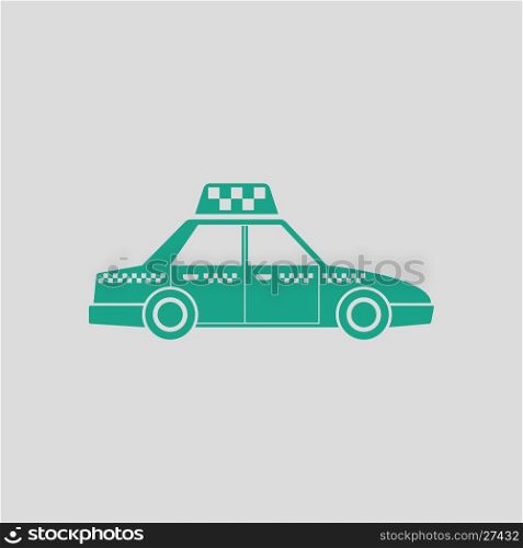 Taxi car icon. Gray background with green. Vector illustration.