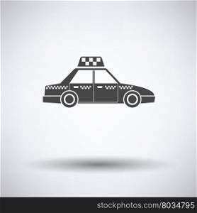 Taxi car icon on gray background, round shadow. Vector illustration.