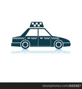 Taxi Car Icon. Shadow Reflection Design. Vector Illustration.