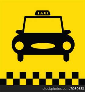 taxi car icon traditional yellow black color vector flat illustration