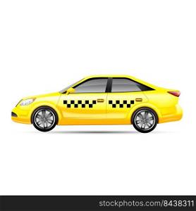taxi car realistic vector. yellow road car, driver transport, city street transport taxi car 3d isolated illustration. taxi car realistic vector