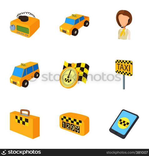 Taxi custom icons set. Cartoon illustration of 9 taxi custom vector icons for web. Taxi custom icons set, cartoon style