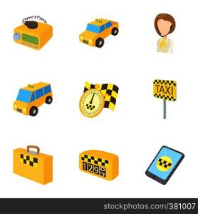 Taxi custom icons set. Cartoon illustration of 9 taxi custom vector icons for web. Taxi custom icons set, cartoon style