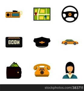 Taxi custom icons set. Flat illustration of 9 taxi custom vector icons for web. Taxi custom icons set, flat style