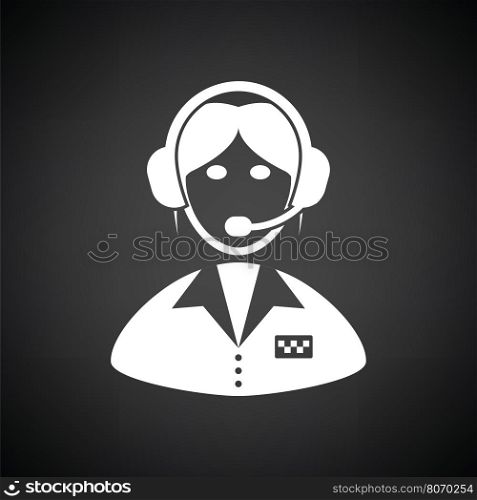 Taxi dispatcher icon. Black background with white. Vector illustration.