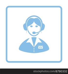 Taxi dispatcher icon. Blue frame design. Vector illustration.