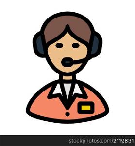 Taxi Dispatcher Icon. Editable Bold Outline With Color Fill Design. Vector Illustration.