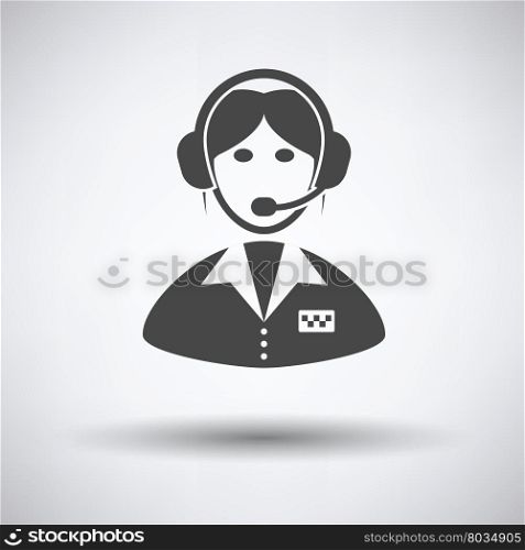 Taxi dispatcher icon on gray background, round shadow. Vector illustration.