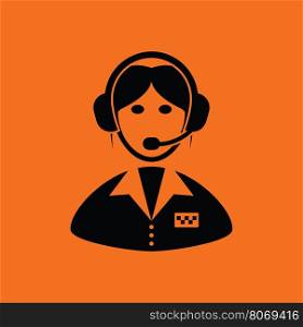 Taxi dispatcher icon. Orange background with black. Vector illustration.