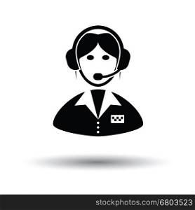 Taxi dispatcher icon. White background with shadow design. Vector illustration.
