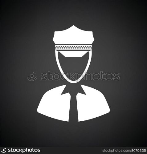 Taxi driver icon. Black background with white. Vector illustration.