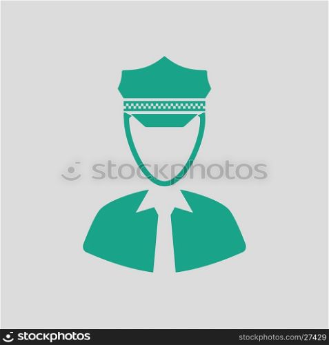 Taxi driver icon. Gray background with green. Vector illustration.