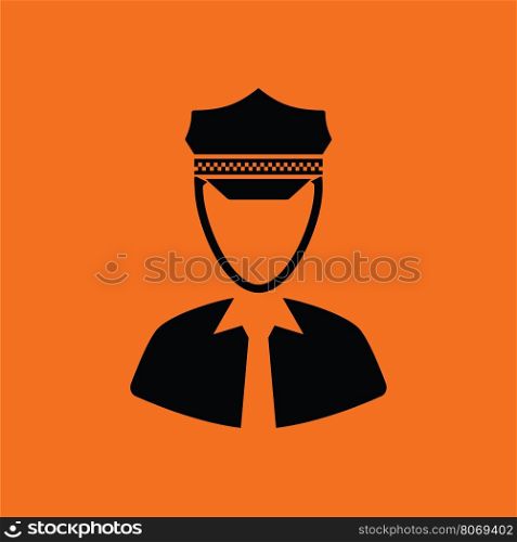 Taxi driver icon. Orange background with black. Vector illustration.