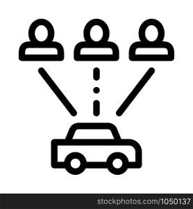 Taxi for Group of People Online Car Icon Vector Thin Line. Contour Illustration. Taxi for Group of People Online Car Icon Vector Illustration
