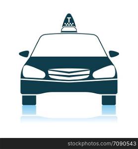 Taxi Icon Front View. Shadow Reflection Design. Vector Illustration.