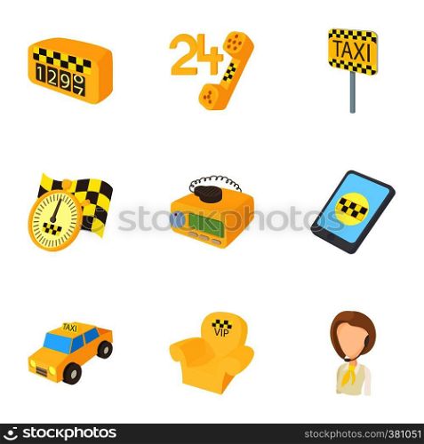 Taxi icons set. Cartoon illustration of 9 taxi vector icons for web. Taxi icons set, cartoon style