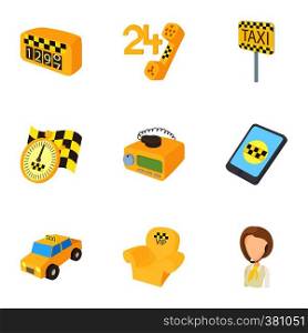 Taxi icons set. Cartoon illustration of 9 taxi vector icons for web. Taxi icons set, cartoon style