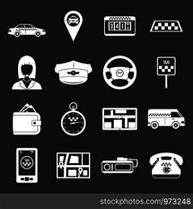 Taxi Icons set vector white isolated on grey background . Taxi Icons set grey vector