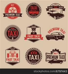 Taxi labels template. Taxi service. Design elements for logo, label, emblem, sign, badge.