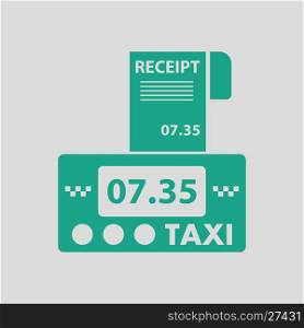 Taxi meter with receipt icon. Gray background with green. Vector illustration.
