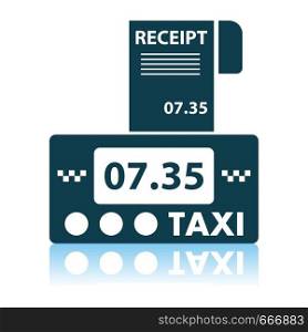 Taxi Meter With Receipt Icon. Shadow Reflection Design. Vector Illustration.