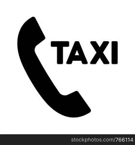 Taxi ordering callback glyph icon. Silhouette symbol. Call taxi. Car hiring call. Negative space. Vector isolated illustration. Taxi ordering callback glyph icon