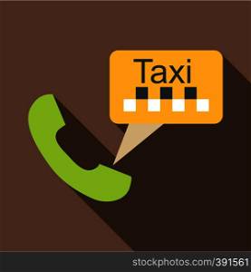 Taxi phone icon. Flat illustration of taxi phone vector icon for web. Taxi phone icon, flat style