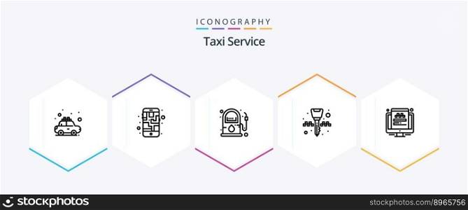 Taxi Service 25 Line icon pack including traveling. taxi. energy. key chain. equipment