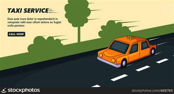 Taxi service horizontal concept. Cartoon illustration of taxi service banner horizontal vector for web. Taxi service banner horizontal, cartoon style