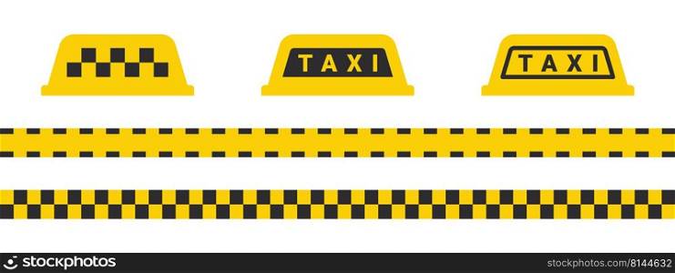 Taxi service icons. Taxi signs. Round the clock service. Vector icons