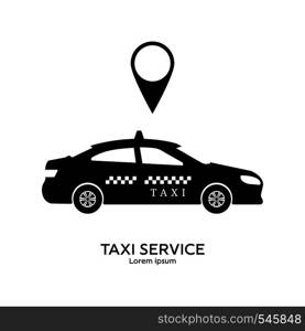 Taxi service logo template. Transportation concept. Black silhouette of taxi. Clean and modern vector illustration for design, web.